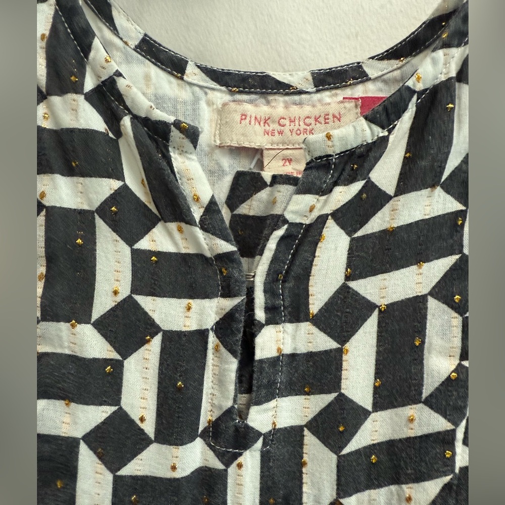 PINK CHICKEN Girls Black and Gold Caviar Octagon Penelope Dress - Size 2T - Picture 9 of 10